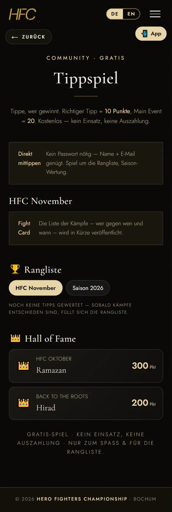 Tippspiel in der HFC-App